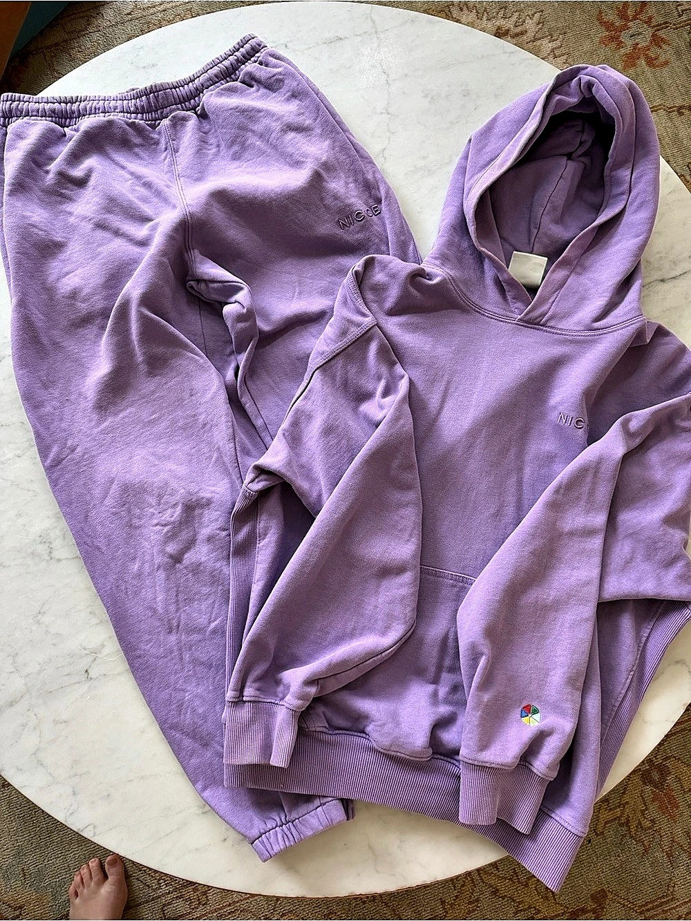 AnyWear NICCE Purple Hoodie & Jogger Set Size S oversized fit